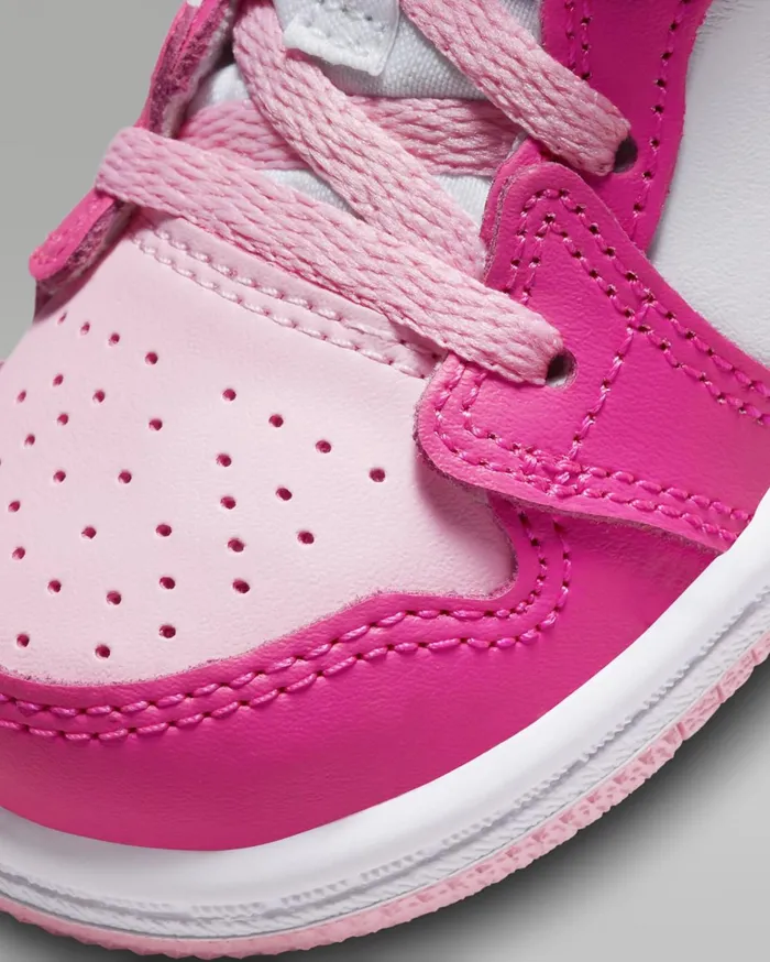 Jordan Kids Nike Jordan 1 Mid Whitefierce Pinkmedium Soft Pink