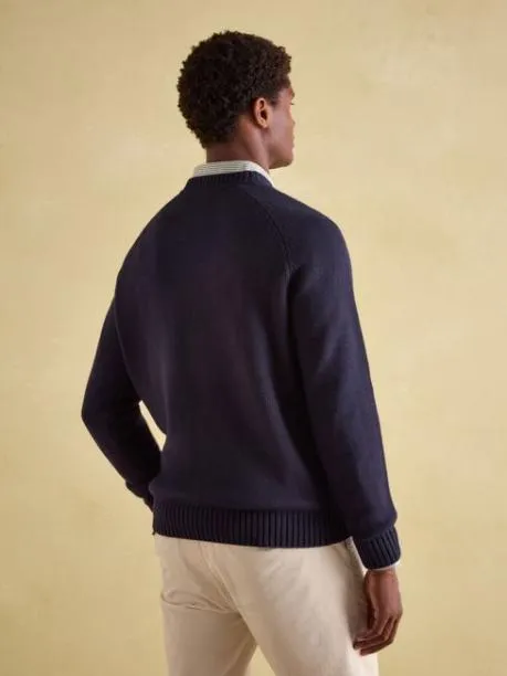 Jumpers and Knitwear Men Joules Navy Applique Crew Neck Jumper