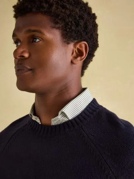 Jumpers and Knitwear Men Joules Navy Applique Crew Neck Jumper