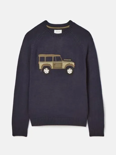 Jumpers and Knitwear Men Joules Navy Applique Crew Neck Jumper