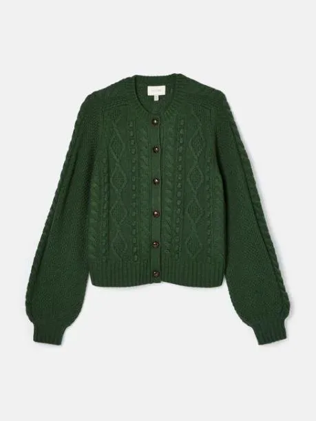Jumpers and Knitwear Women Joules Green Cable Knit Cardigan
