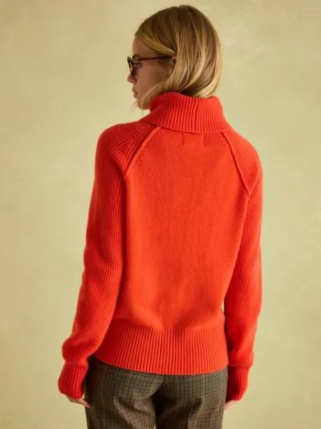 Jumpers and Knitwear Women Joules Orange Merino Wool Jumper With Detachable Roll Neck