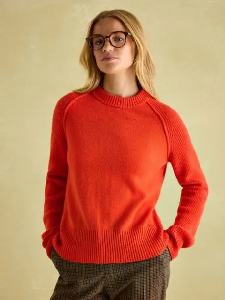 Jumpers and Knitwear Women Joules Orange Merino Wool Jumper With Detachable Roll Neck