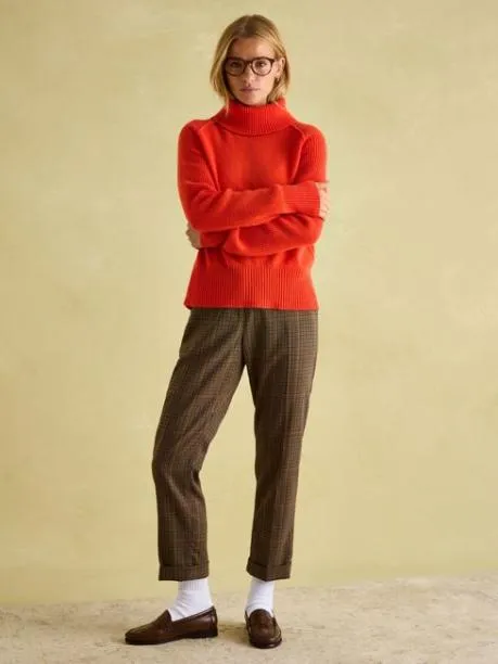 Jumpers and Knitwear Women Joules Orange Merino Wool Jumper With Detachable Roll Neck