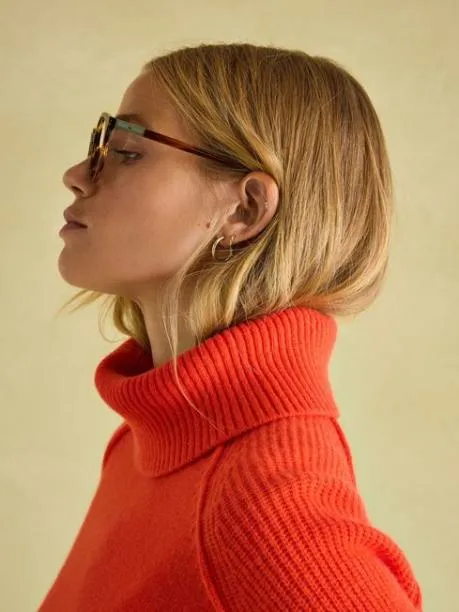 Jumpers and Knitwear Women Joules Orange Merino Wool Jumper With Detachable Roll Neck