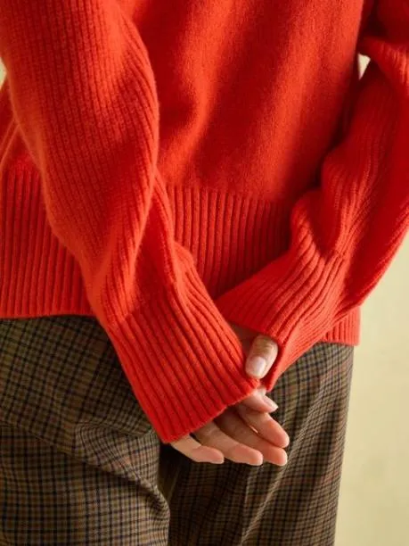 Jumpers and Knitwear Women Joules Orange Merino Wool Jumper With Detachable Roll Neck