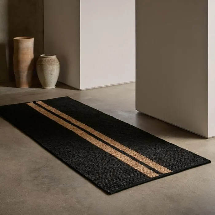 Jute Collection House James Perse Jute Runner 35FT X 9FT Charcoalnatural Stripe