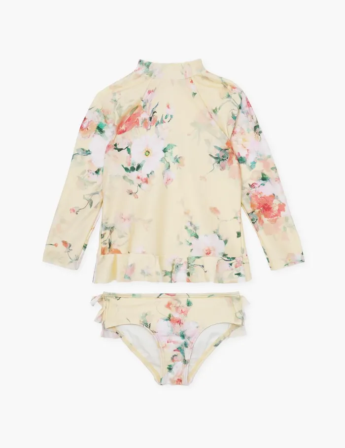 Kids Swimwear Zimmermann Everley Frill Rashie Yellow Watercolour Floral