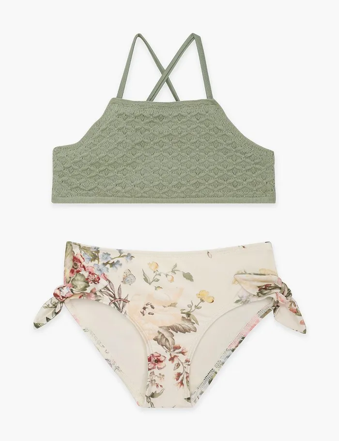 Kids Swimwear Zimmermann Waverly Knit Bandeau Bikini Cream Floral