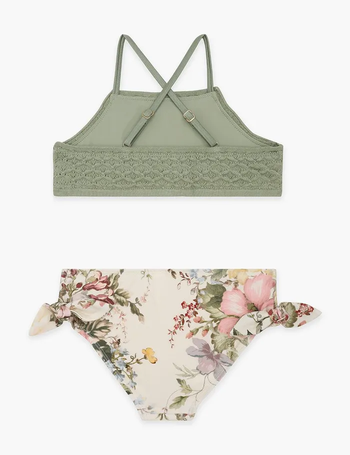 Kids Swimwear Zimmermann Waverly Knit Bandeau Bikini Cream Floral