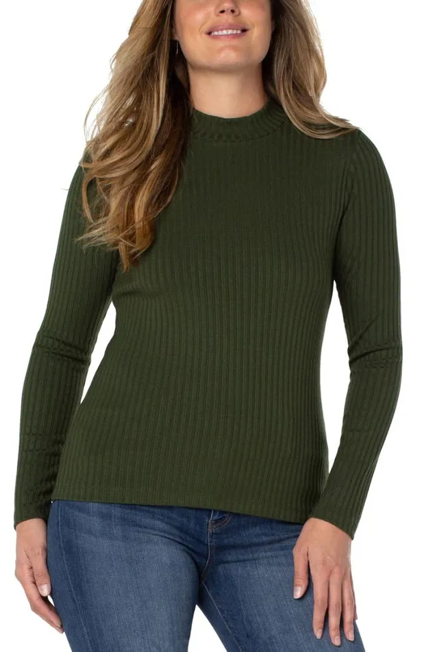 KNIT TOPS Women Liverpool Los Angeles MOCK NECK LONG SLEEVE KNIT TOP Deep Forest Green KNIT TOPS Women Liverpool Los Angeles MOCK NECK LONG SLEEVE KNIT TOP Deep Forest Green