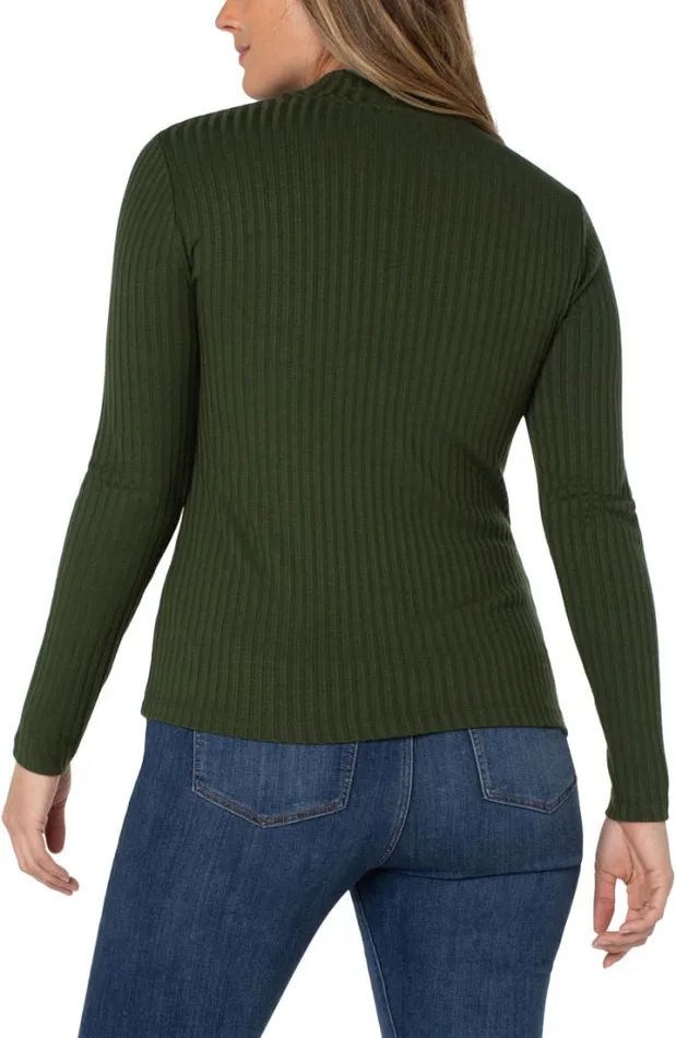 KNIT TOPS Women Liverpool Los Angeles MOCK NECK LONG SLEEVE KNIT TOP Deep Forest Green
