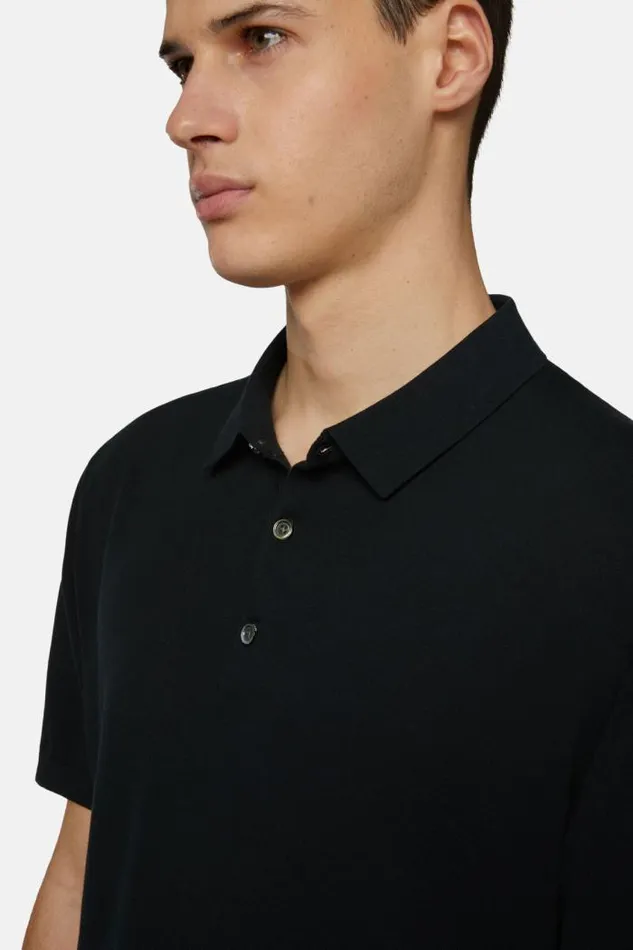 Knitwear Men Boggi Milano Black Cotton Crepe Knit Polo Shirt Black Knitwear Men Boggi Milano Black Cotton Crepe Knit Polo Shirt Black
