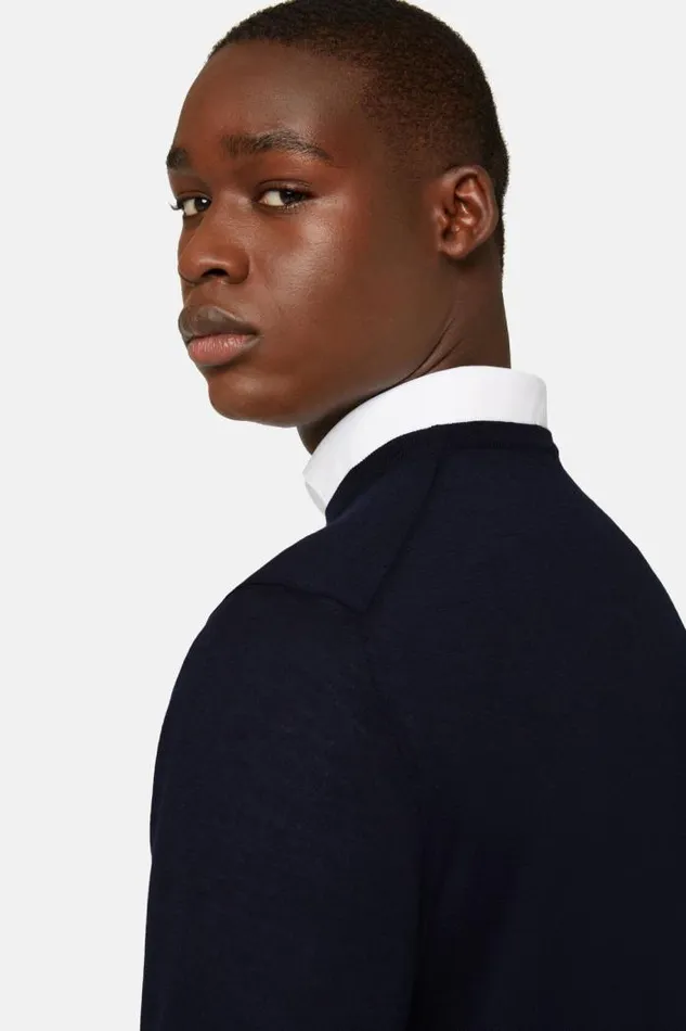 Knitwear Men Boggi Milano Navy Super Fine Cashmere Crew Neck Jumper Navy Blue Knitwear Men Boggi Milano Navy Super Fine Cashmere Crew Neck Jumper Navy Blue