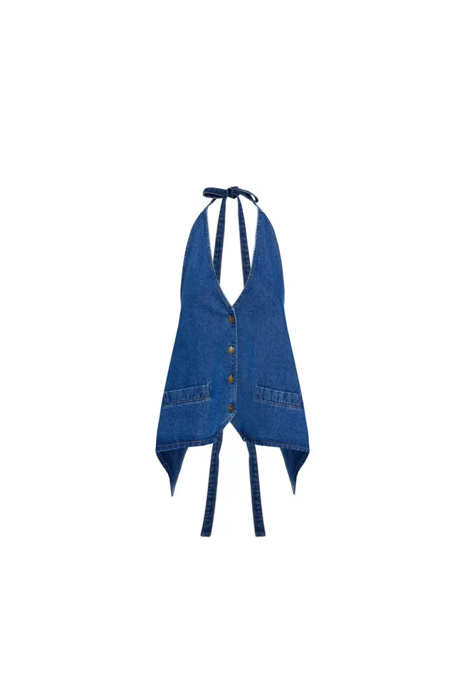 Lioness Fashion HILLS HALTER Dark Denim Women Tops