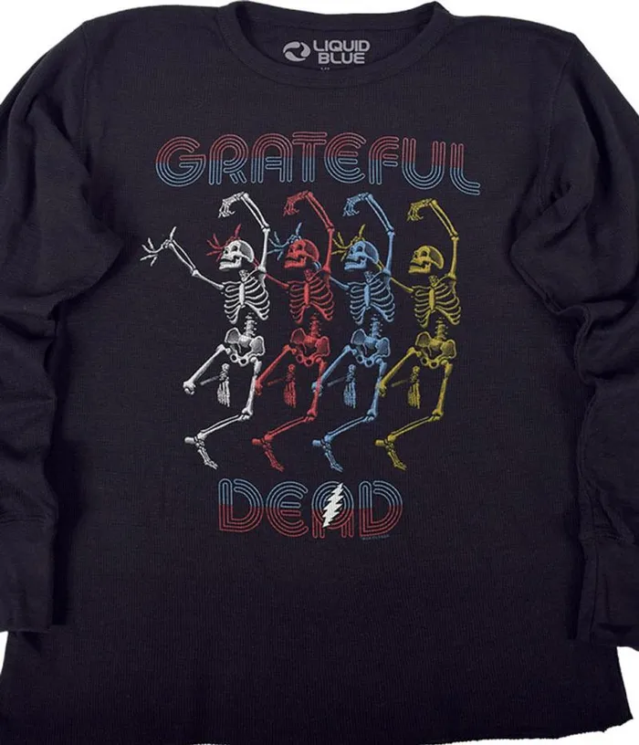 Liquid Blue Long Sleeve Men Marquee Dead Thermal Long Sleeve Black TShirt