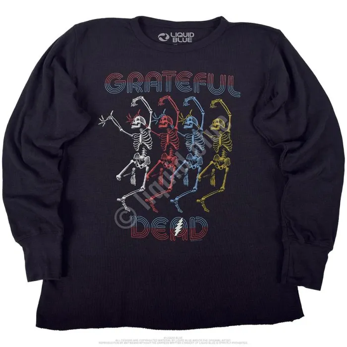 Liquid Blue Long Sleeve Men Marquee Dead Thermal Long Sleeve Black TShirt
