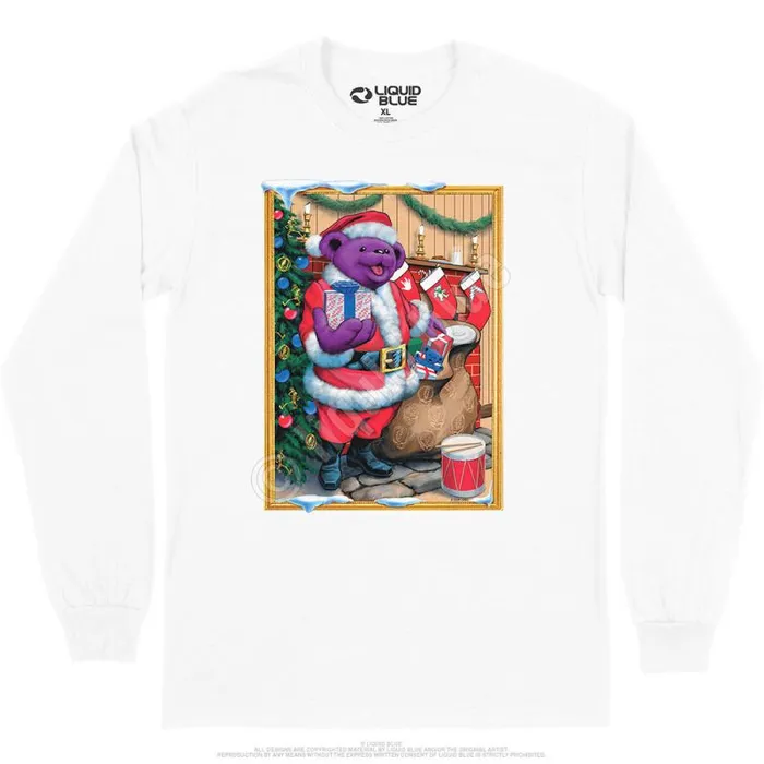 Liquid Blue Long Sleeve Men Santa Bear Long Sleeve TShirt