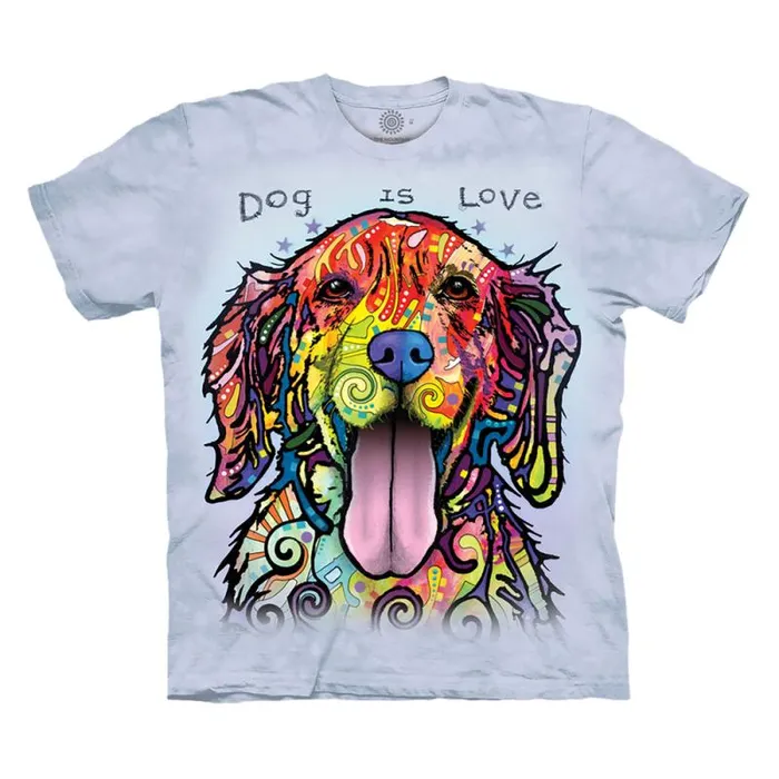 Liquid Blue TShirt Men Dog Is Love Classic Cotton TShirt