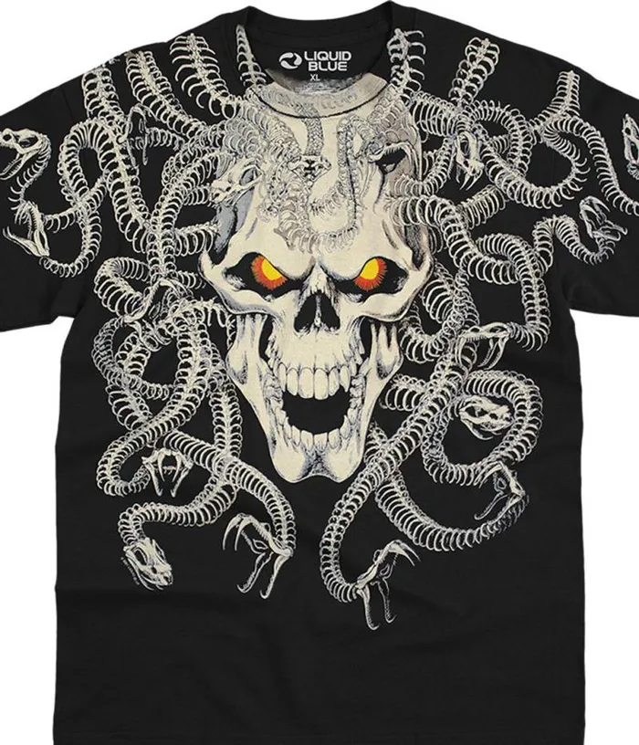 Liquid Blue TShirt Men Medusa Black TShirt