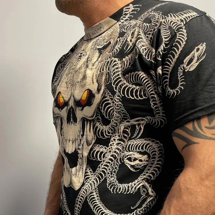 Liquid Blue TShirt Men Medusa Black TShirt