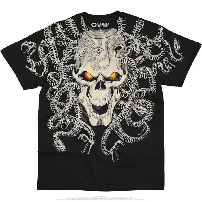 Liquid Blue TShirt Men Medusa Black TShirt