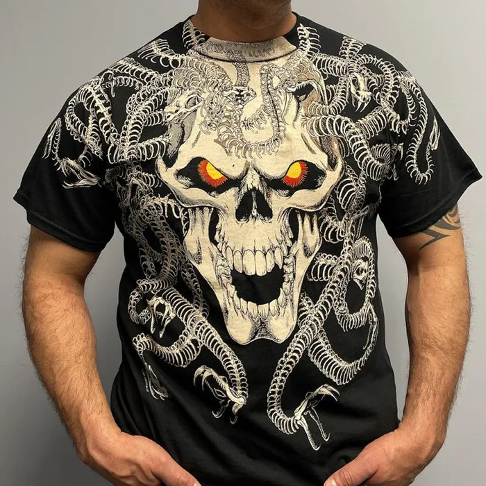 Liquid Blue TShirt Men Medusa Black TShirt