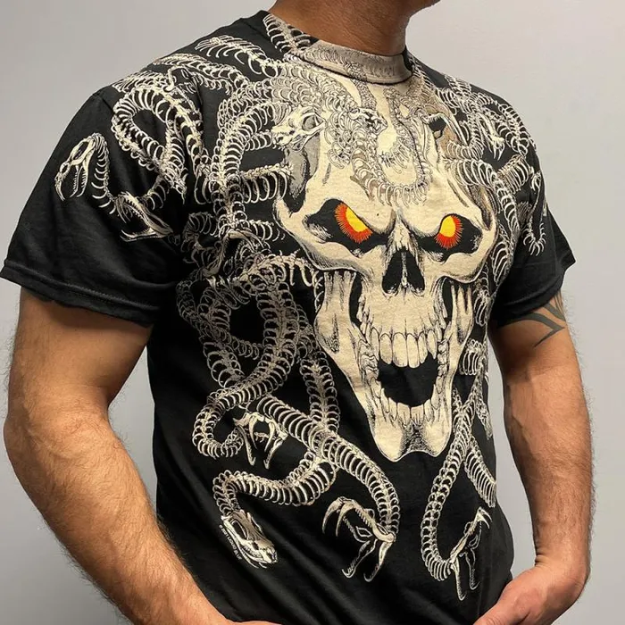 Liquid Blue TShirt Men Medusa Black TShirt