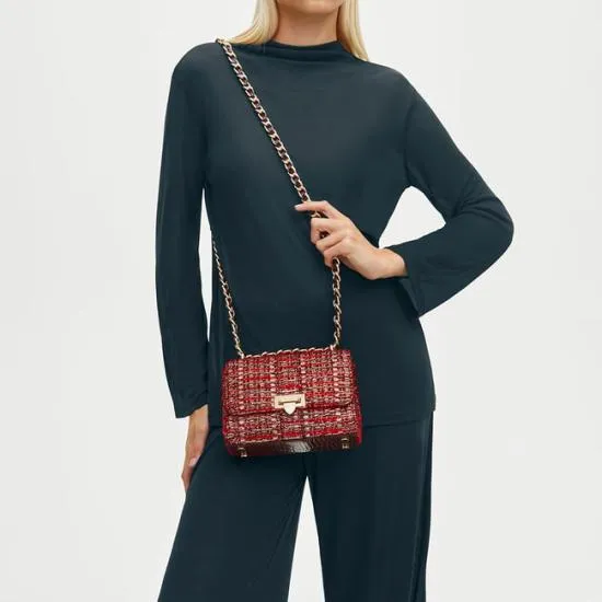 Lottie Bag Cardinal Red Metallic Tweed Women Aspinal Of London Shoulder