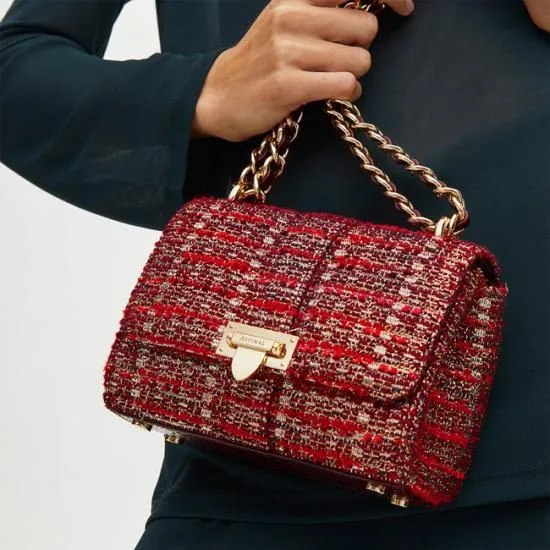 Lottie Bag Cardinal Red Metallic Tweed Women Aspinal Of London Shoulder