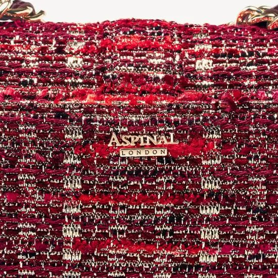 Lottie Bag Cardinal Red Metallic Tweed Women Aspinal Of London Shoulder
