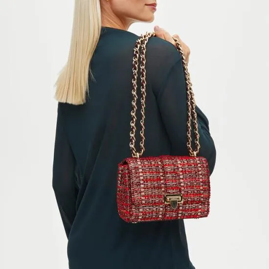 Lottie Bag Cardinal Red Metallic Tweed Women Aspinal Of London Shoulder