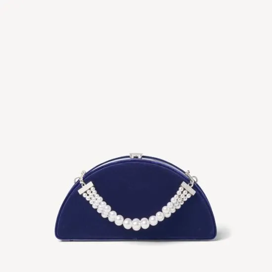 Luna Clutch Navy Velvet Women Aspinal Of London Mini