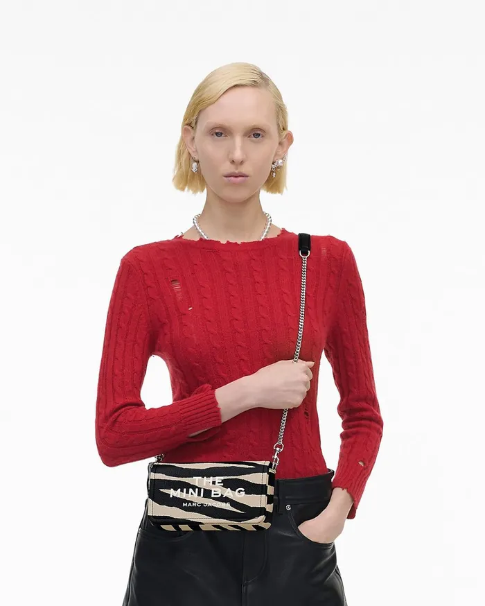 Marc Jacobs Crossbody Bags Women The Zebra Leather Chain Mini Bag Blackwhite