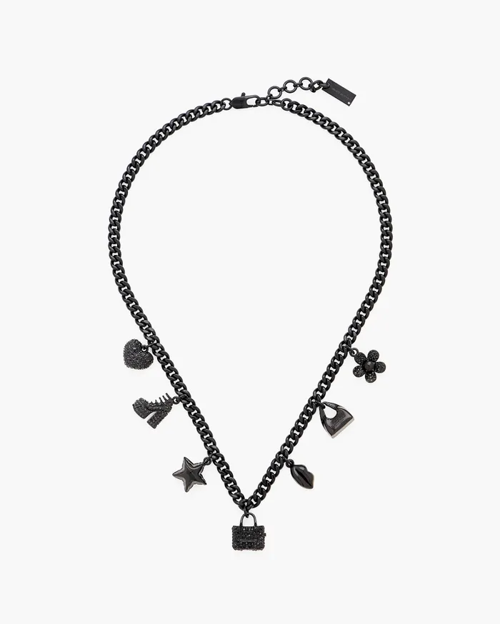 Marc Jacobs Necklaces Women Mini Icon Pave Charm Necklace Blackblack Crystal