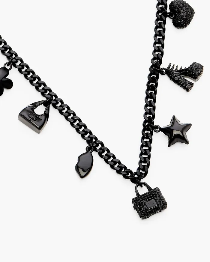 Marc Jacobs Necklaces Women Mini Icon Pave Charm Necklace Blackblack Crystal