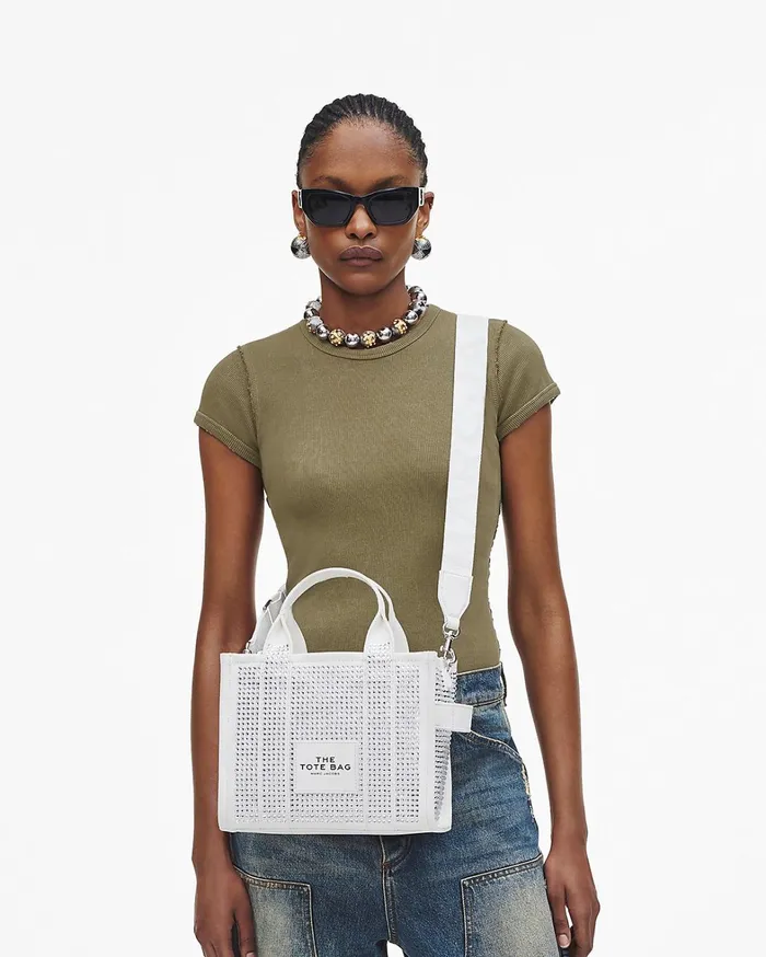 Marc Jacobs The Tote Bag Women The Crystal Canvas Small Tote Bag White Crystal