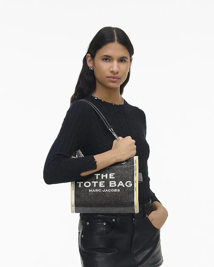 Marc Jacobs The Tote Bag Women The Denim Chain Small Tote Bag Black Wash