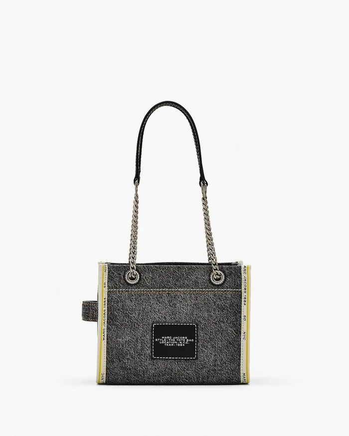 Marc Jacobs The Tote Bag Women The Denim Chain Small Tote Bag Black Wash