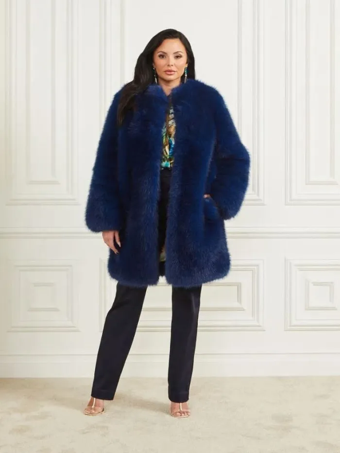 Marciano Amelie FauxFur Coat Still Night Multi Women Jackets