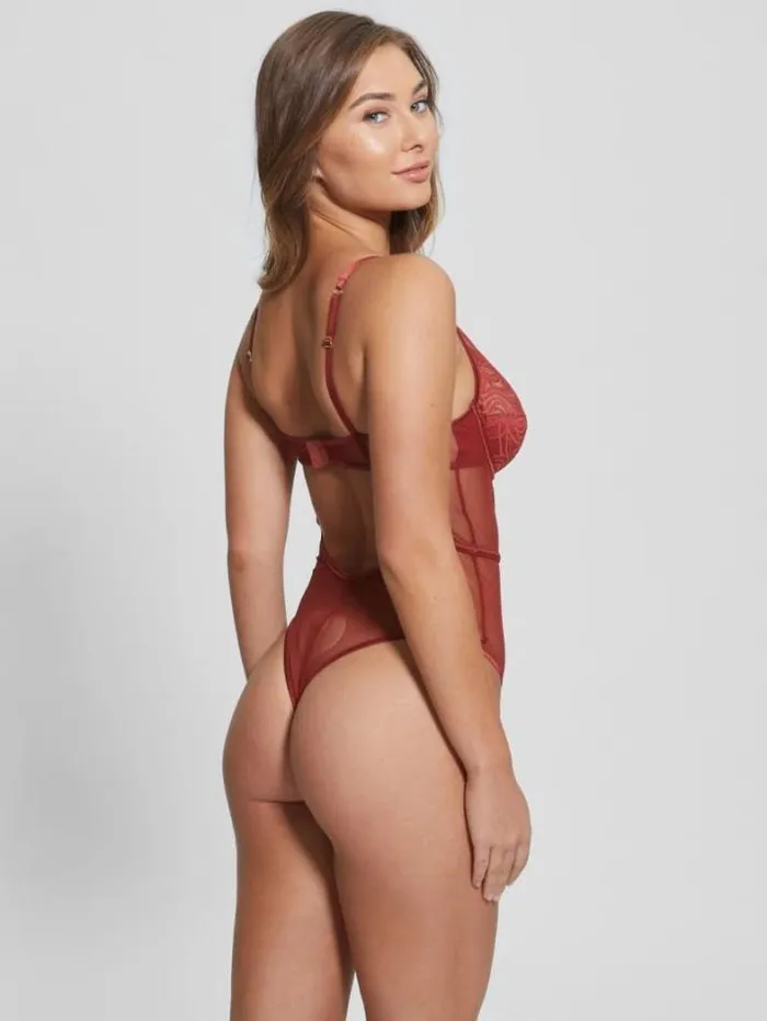 Marciano Elenora Wired Lace Bodysuit Beet Juice Red Women Lingerie Marciano Elenora Wired Lace Bodysuit Beet Juice Red Women Lingerie