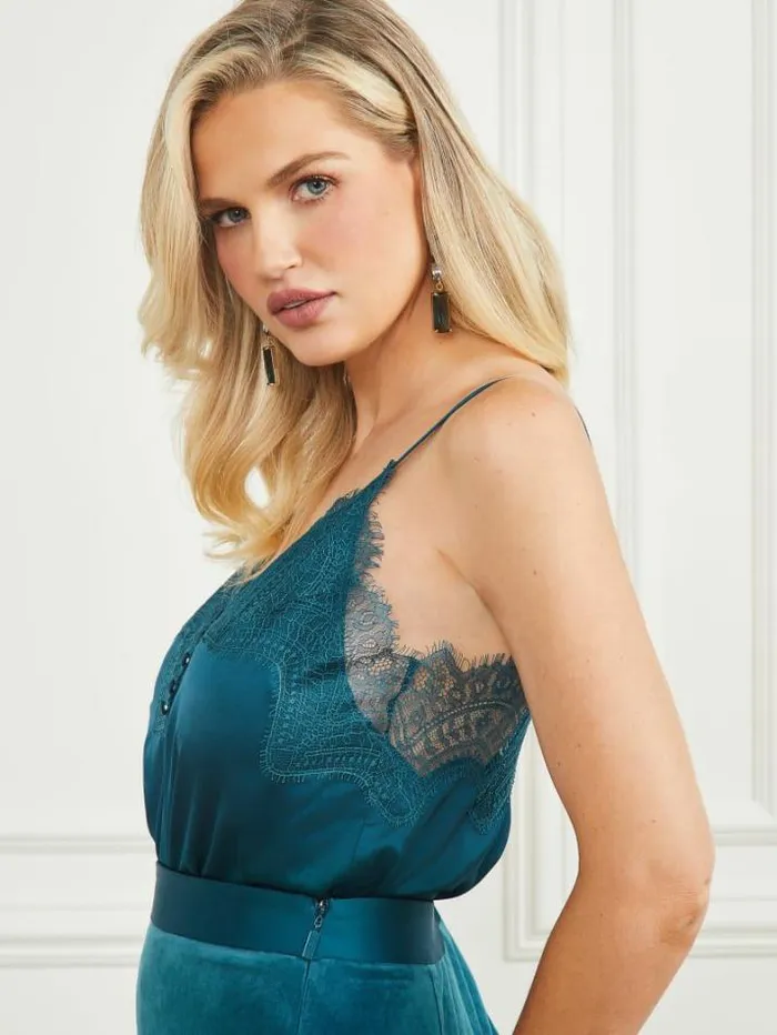 Marciano Instinct Satin Cami Blue Opal Women Tops And Sweaters Marciano Instinct Satin Cami Blue Opal Women Tops And Sweaters