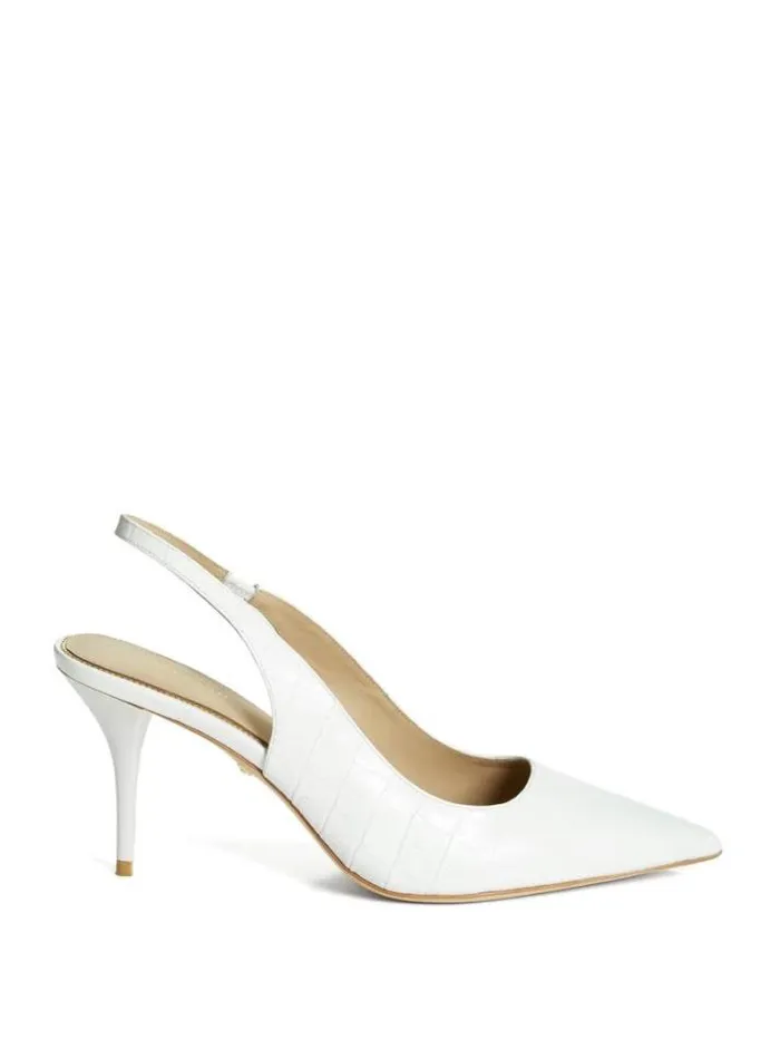 Marciano Juna Crocodile Sling Back Heel True White Women Shoes Marciano Juna Crocodile Sling Back Heel True White Women Shoes