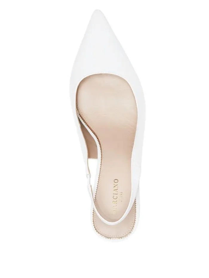 Marciano Juna Crocodile Sling Back Heel True White Women Shoes Marciano Juna Crocodile Sling Back Heel True White Women Shoes