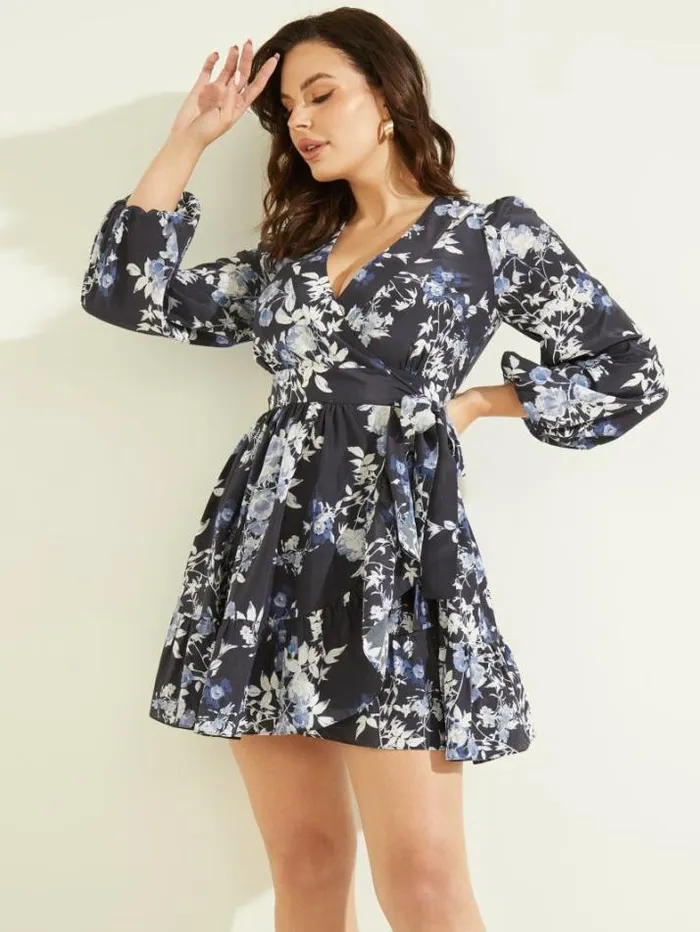 Marciano Petal Pose Wrap Dress Petal Pose Indigo Women Dresses