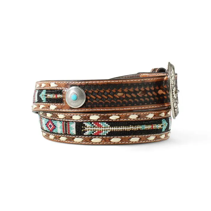 Men Belts Ariat Southwest Beaded Belt Beigekhaki Men Belts Ariat Southwest Beaded Belt Beigekhaki