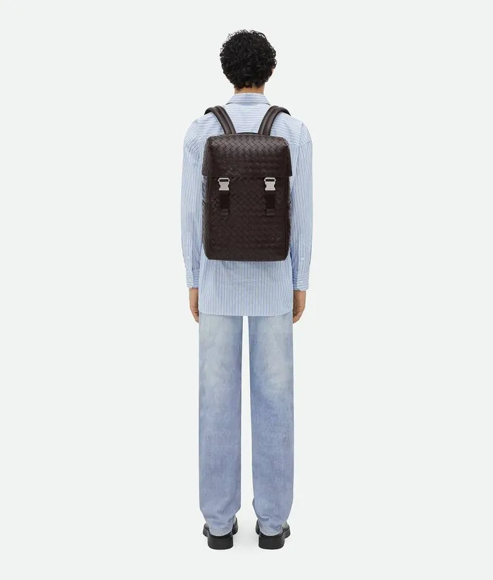 Men Bottega Veneta Backpack Intrecciato Flap Backpack Fondant