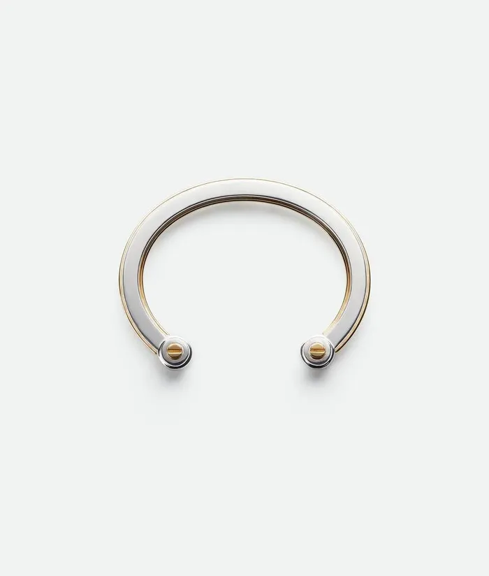 Men Bottega Veneta Bracelets Bolt Cuff Bracelet Silveryellow Gold