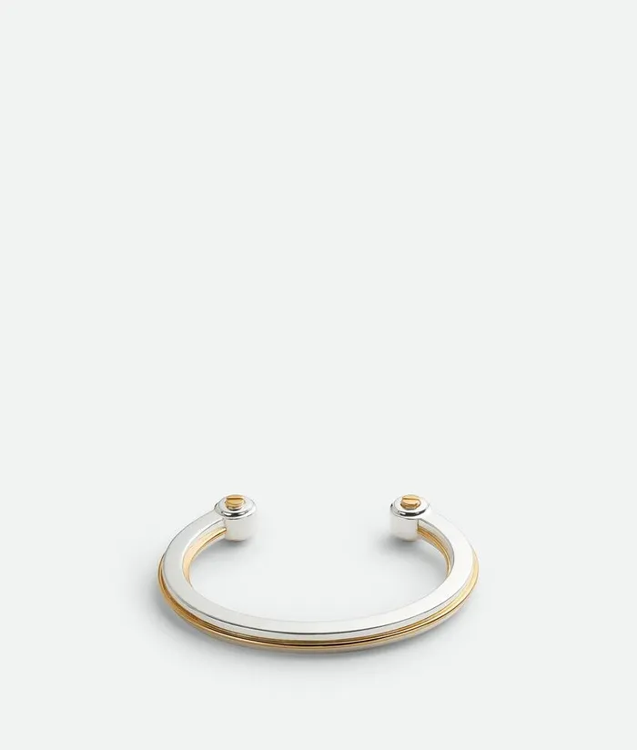 Men Bottega Veneta Bracelets Bolt Cuff Bracelet Silveryellow Gold