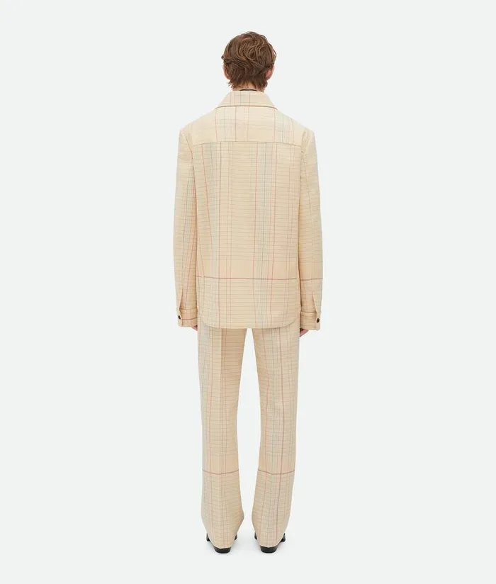 Men Bottega Veneta Jackets Notebook Wool Twill Jacket Beigepinkblue